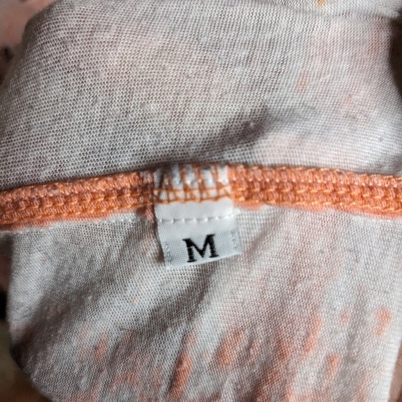 Affliction Medium Orange & White Graphic Sheer Short Sleeve Scoop Neck T-shirt - Picture 3 of 5